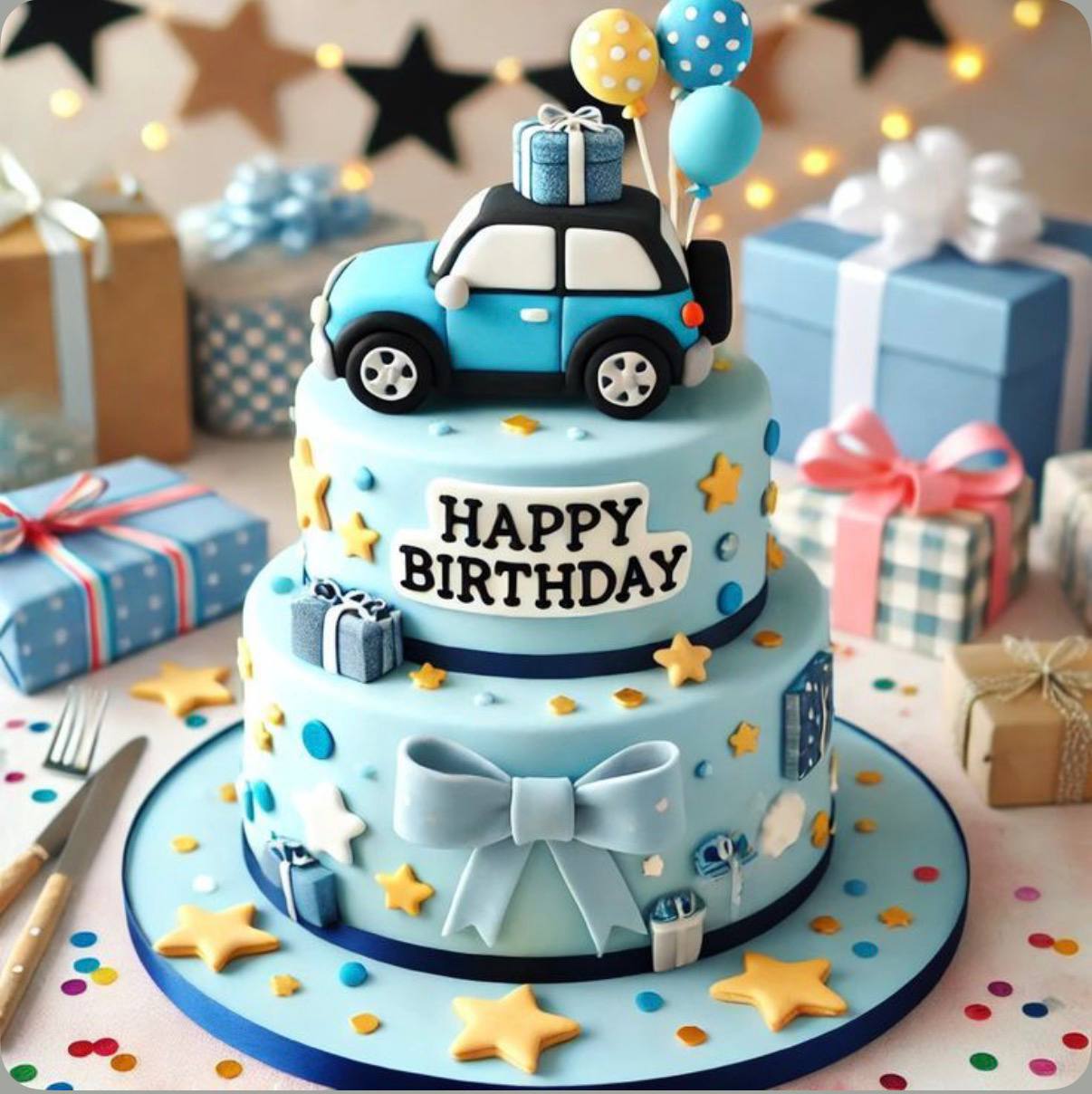 Blue birthday cake